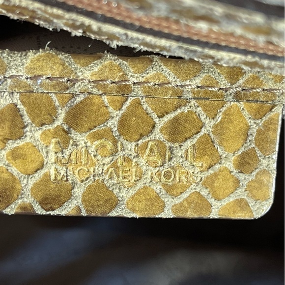 Michael Kors Selma Stud Leather Snakeskin Large Handbag Purse Tote - Picture 9 of 15